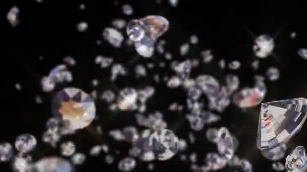 Diamanten mit durchfliegendem Alphakanal, geloopt, funkelnd - Filmmaterial, Video