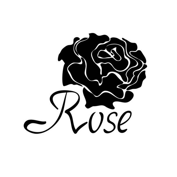 Vector black silhouette logo with rose - Vector, Image