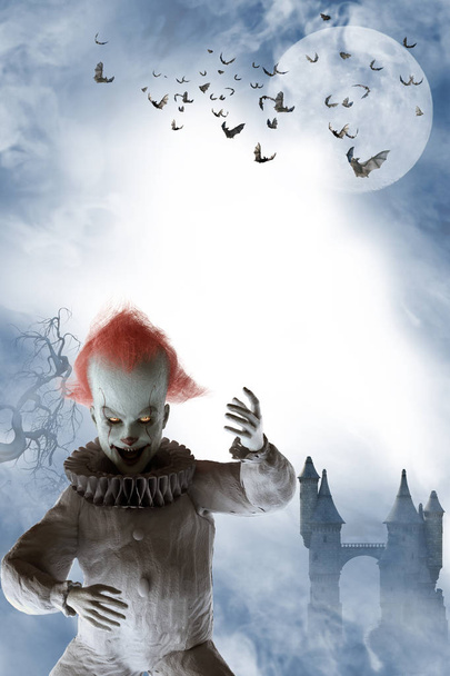 Gruselige Halloween Clown 3D-Render - Foto, Bild