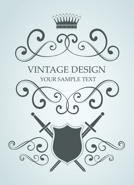 Vector vintage illustration with sword and shields - Vettoriali, immagini