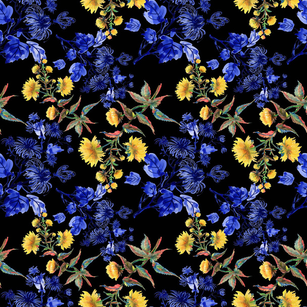 Watercolor pattern with flowers - Fotoğraf, Görsel