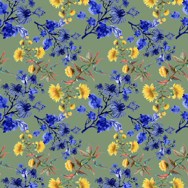 Watercolor pattern with flowers - Foto, imagen
