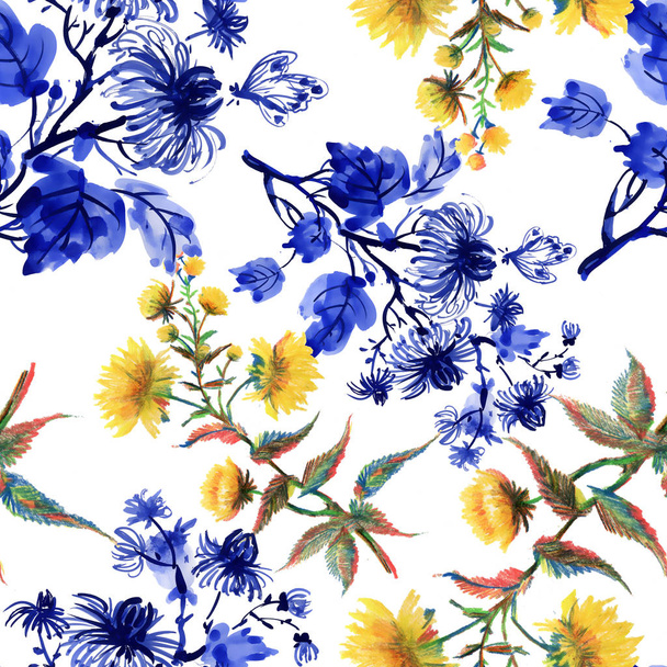 Watercolor pattern with flowers - Фото, зображення