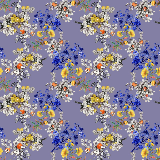 Pattern with flowers and berries - Valokuva, kuva