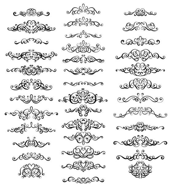 Collection of vintage calligraphic flourishes, curls and swirls decoration for greeting cards,books or dividers. - Vector, Image
