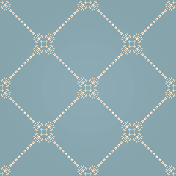 Naadloze patroon met ellegant knoop teken en diagonale lijnen van parels. Vectorillustratie. - Vector, afbeelding