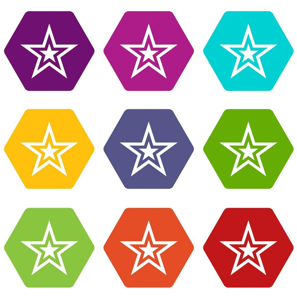 Star icon set color hexahedron - Vektor, obrázek