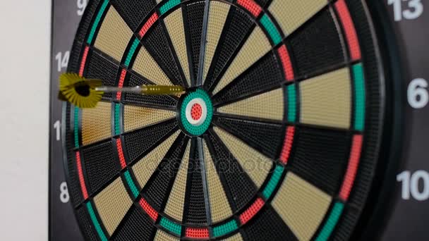 A dart arrow stick on the dart board. - Footage, Video