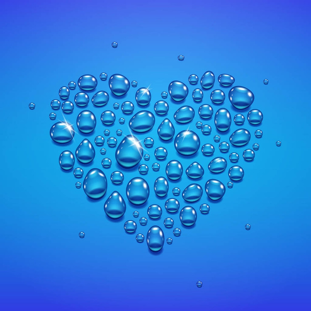 Капли воды в форме сердца
 - Вектор,изображение