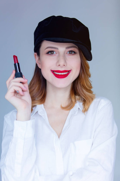 Young woman with lipstick  - Fotó, kép