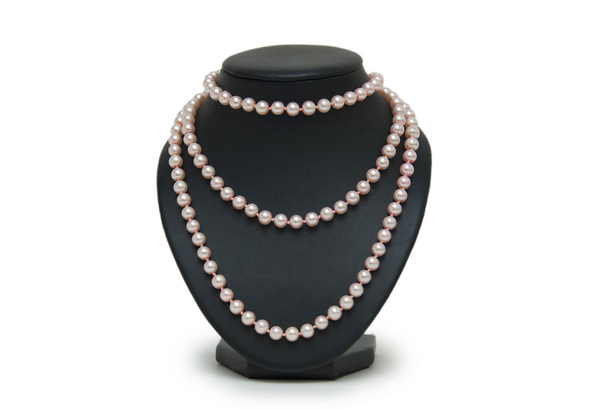 Pearl necklace on black mannequin isolated - Photo, Image
