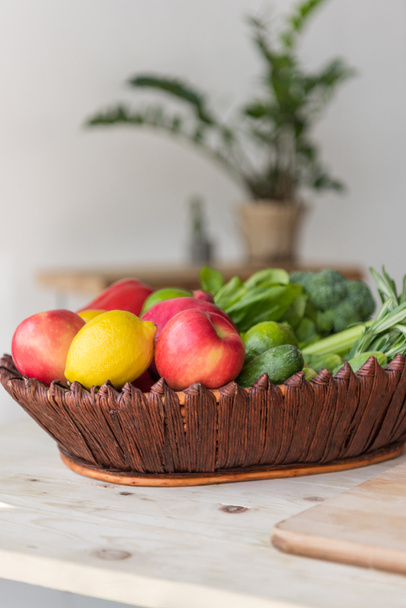 fruits and vegetables in basket - Фото, изображение