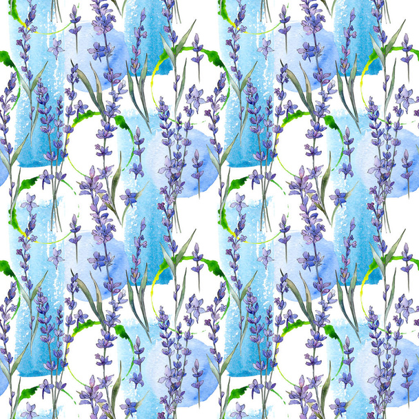 Wildflower lavander flower pattern in a watercolor style. - Photo, Image
