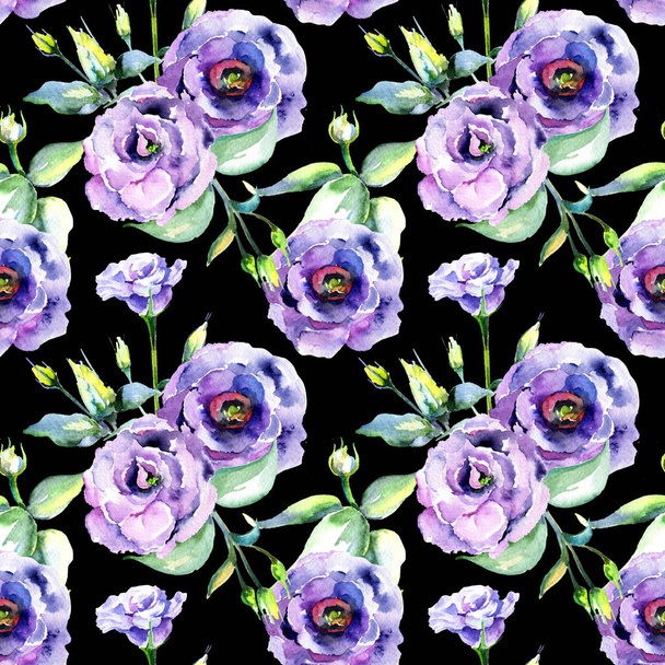 Wildflower eustoma flower pattern in a watercolor style. - Foto, afbeelding