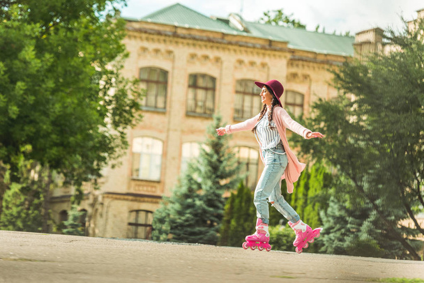 stylish girl in roller skates - 写真・画像