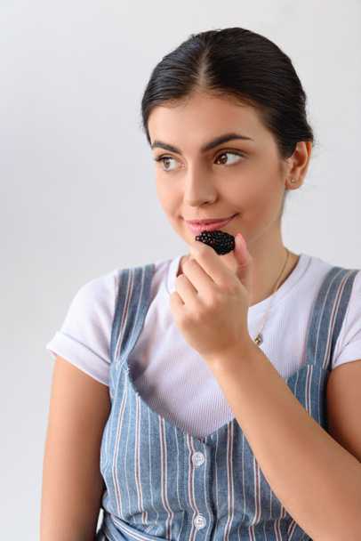 woman with fresh blackberry - Photo, Image