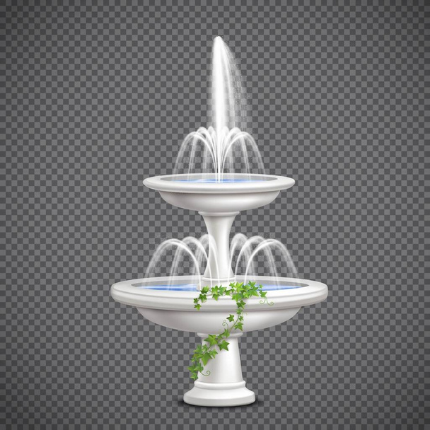 Реалистичный прозрачный каскадный фонтан воды
 - Вектор,изображение