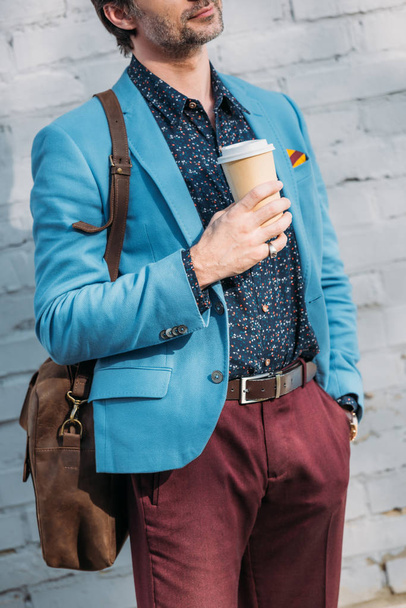 stylish man with coffee to go - Foto, Imagen