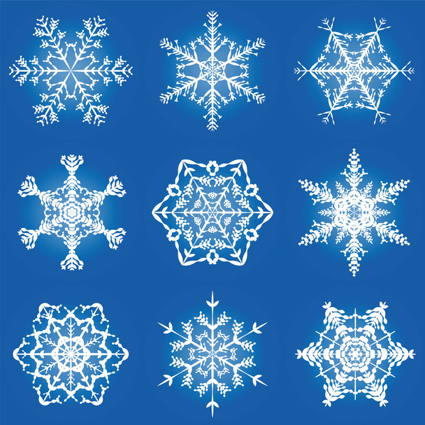 Νιφάδες χιονιού περίτεχνα μοτίβο φόντου - Διάνυσμα, εικόνα