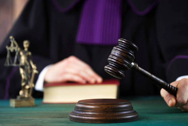 Judge with gavel on table - Photo, Image