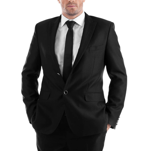 Handsome man in elegant black suit   - Foto, Imagem