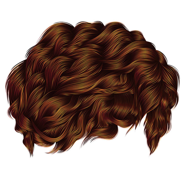 trendige lockige Haare roter Ingwer Rotschopf. mittellang. Schönheit - Vektor, Bild