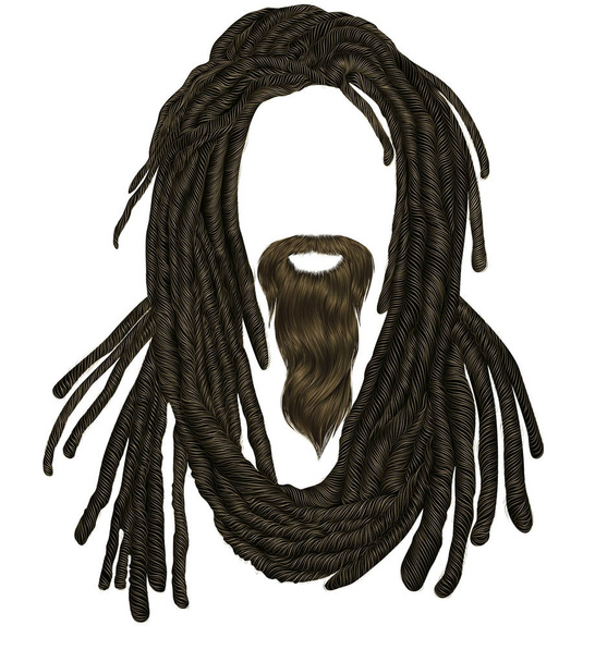 Indian sadhu hairstyle With beard.Hair dreadlocks.funny avatar. - Vector, Image