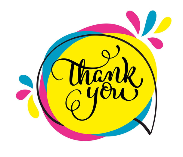 Thank you handwritten vector illustration, colorful lettering on tag - Vector, Image
