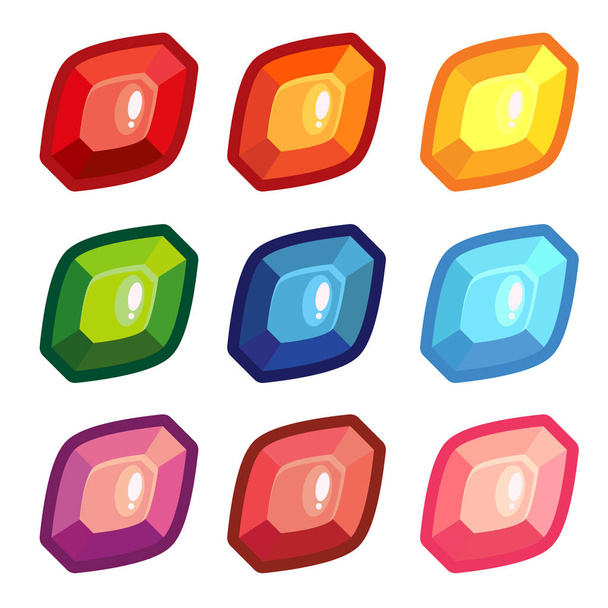 Um conjunto de gemas coloridas em forma de folha
 - Vetor, Imagem