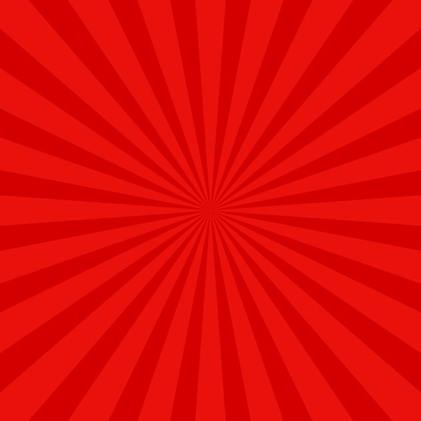 Red retro sun ray background - vector graphic design with radial rays - Vektor, kép