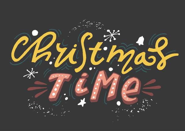Christmas hand drawn lettering - Vector, Image