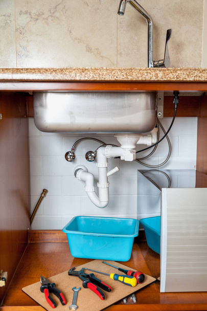 Repair washing built in modern kitchen - Фото, изображение