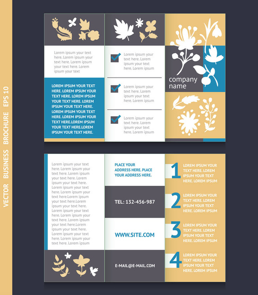 Business brochure template with  with flowers icons and plants,  - Vektör, Görsel
