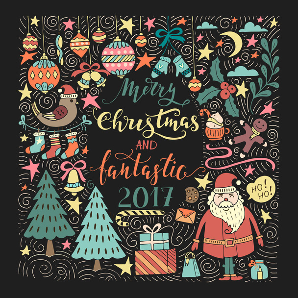 vector illustration design of Christmas greeting card pattern - Vector, Imagen