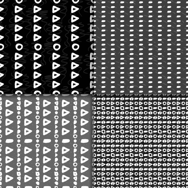 Geometric monochrome seamless pattern set - Vector, Image