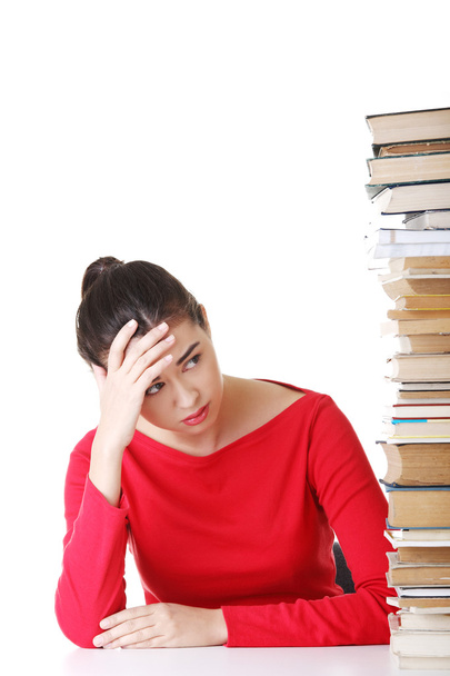 Sad female student with learning difficulties - 写真・画像