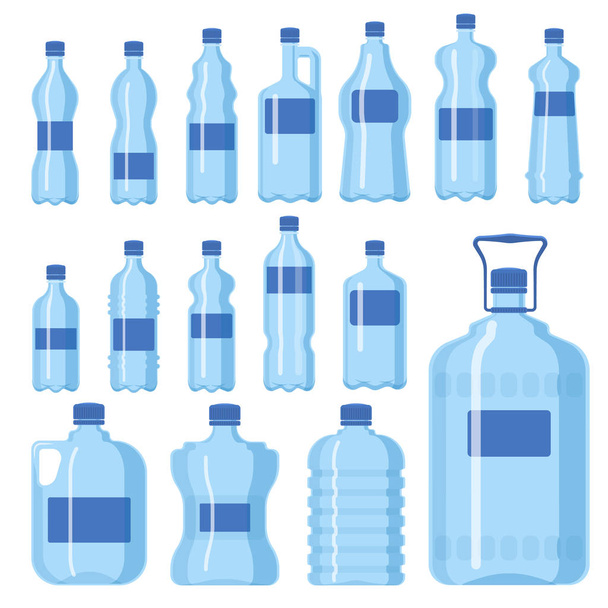 Plastic water bottle vector blank blue clean liquid aqua fluid blank template silhouette illustration. - Vector, Imagen