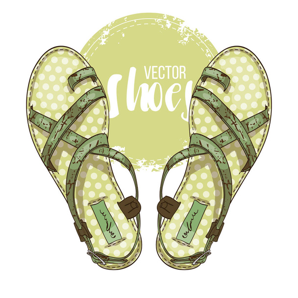 Vector two color womens sandals. Vector illustration, EPS 10 - Vettoriali, immagini
