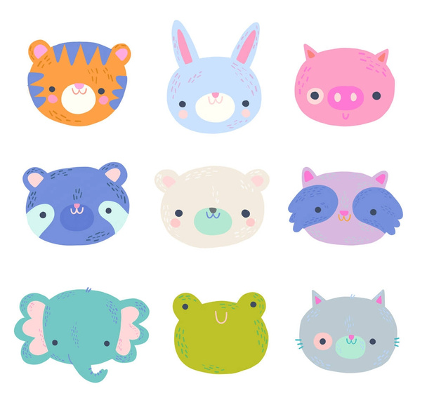 Cute Animal Faces - Vector, Image