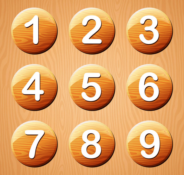 wood numbers icons set - Wektor, obraz