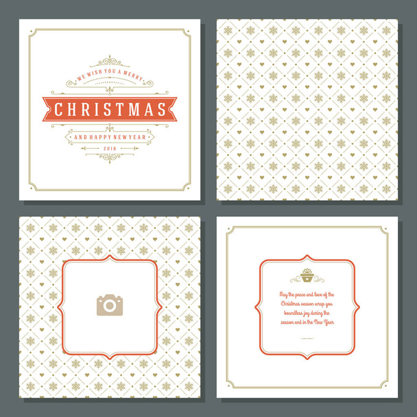 Christmas greeting card vector design and pattern background - Vektori, kuva