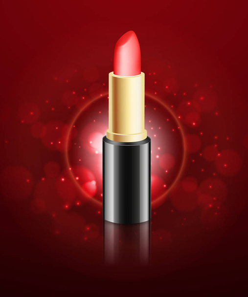 Rode lippenstift advertenties sjabloon - Vector, afbeelding