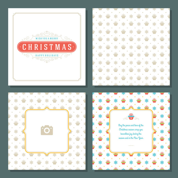 Christmas greeting card vector design and pattern background - Vecteur, image