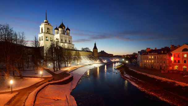 Night view of historical Pskov city - Photo, Image