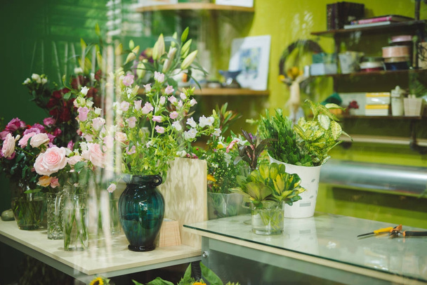 beautiful flowers in flower shop - Photo, Image