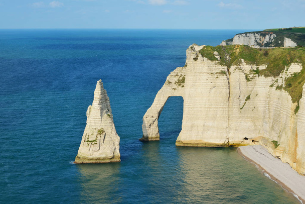 View of Etretat white cliffs in Normandy - Photo, Image