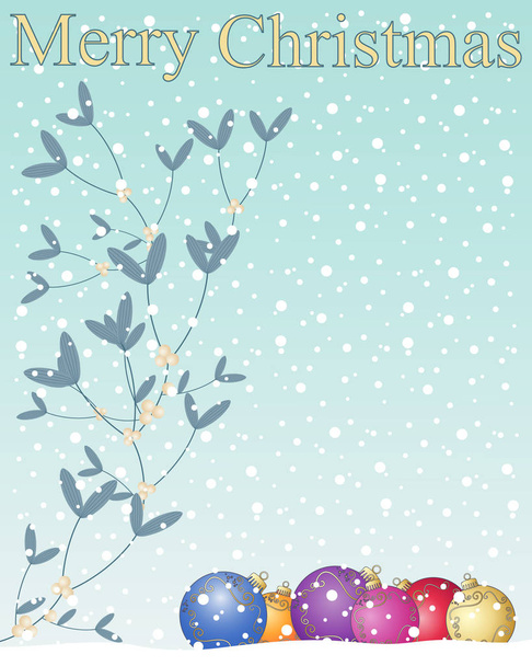 muérdago Navidad con nieve
 - Vector, imagen