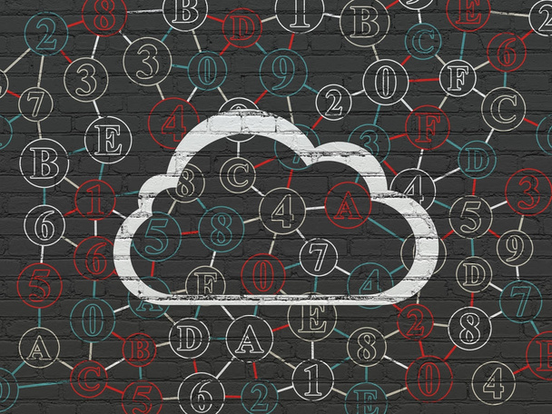 Cloud computing concept: Σύννεφο στον τοίχο - Φωτογραφία, εικόνα