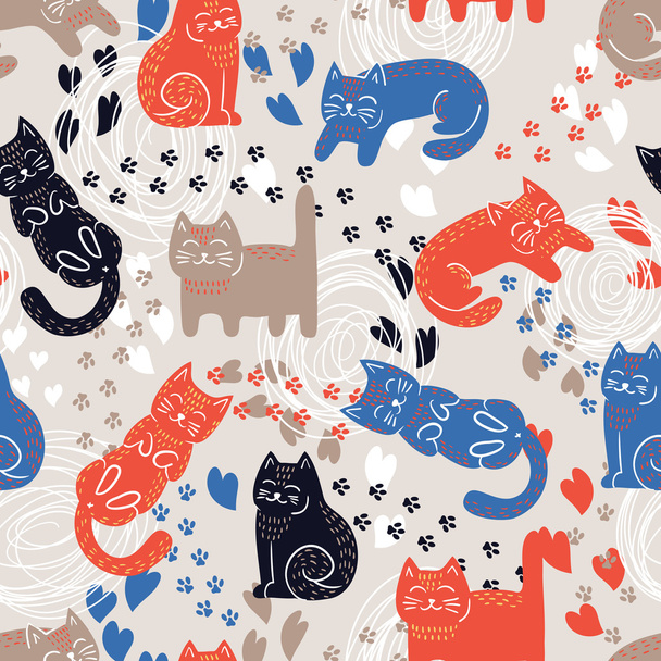 Cats seamless pattern - Vector, Imagen