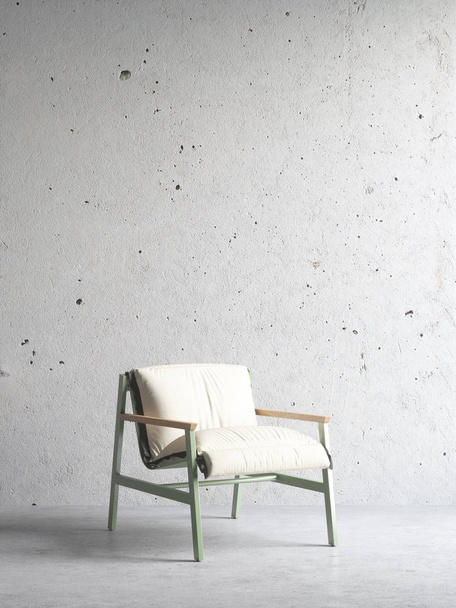 3d render of chair in concrete interior - Foto, Imagen